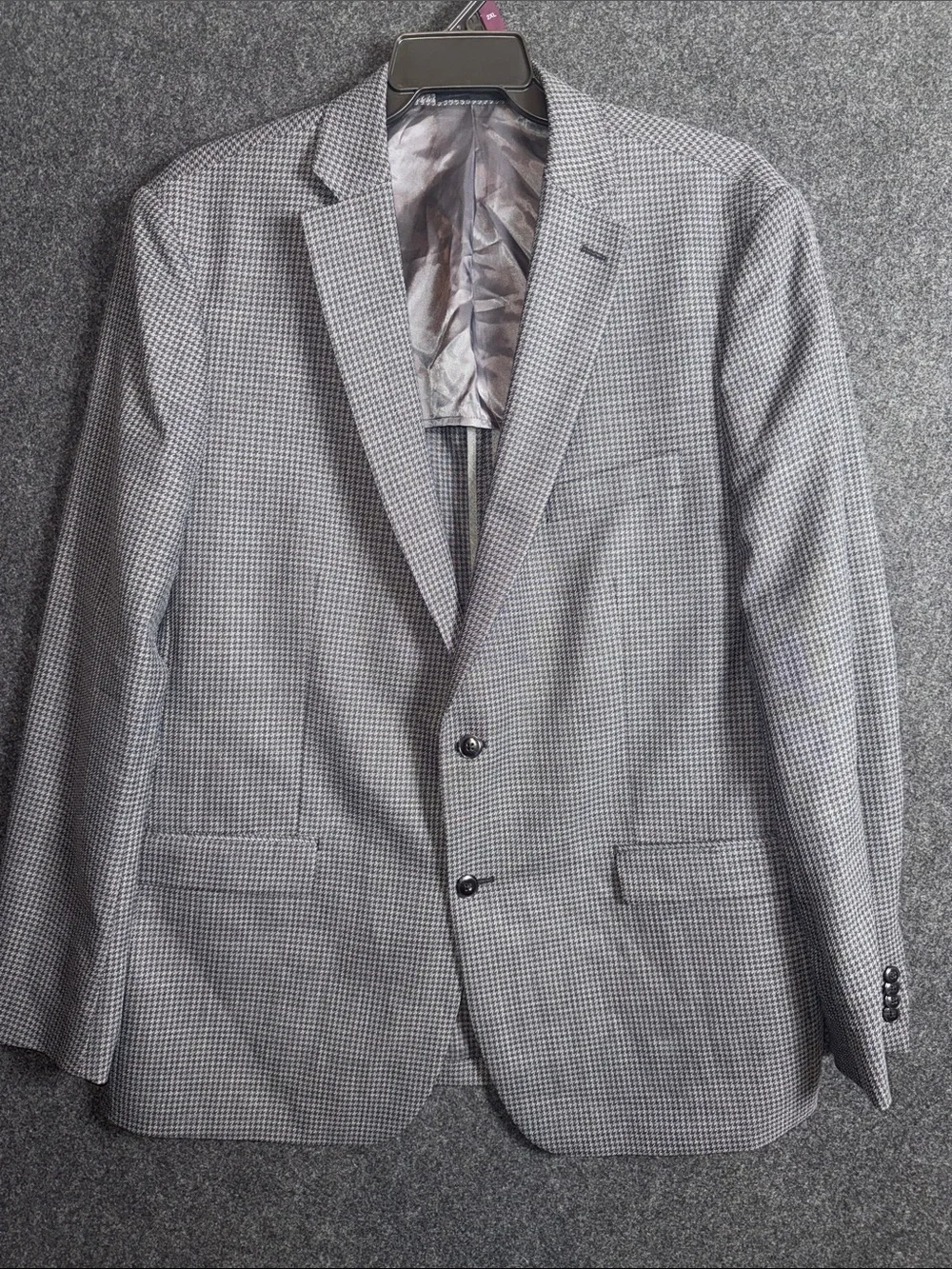 Michael Kors Mens Grey Houndstooth Wool Blend Sport Coat Blazer 48L